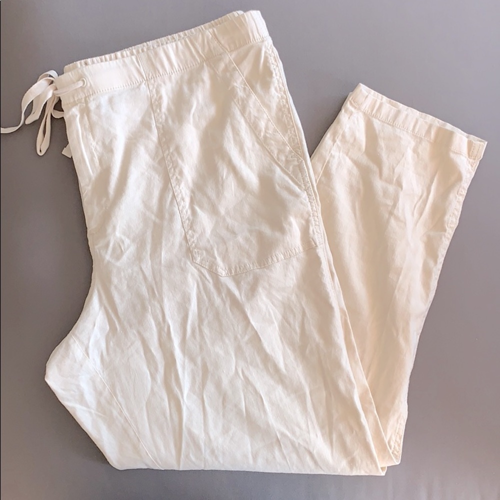 NWT Lou & Grey Linen Drawstring Crop Pant Cream XL